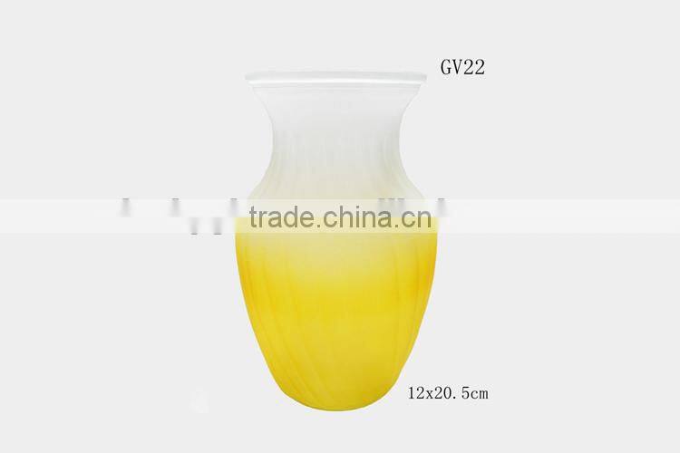 frosted yellow big vase home glass decor