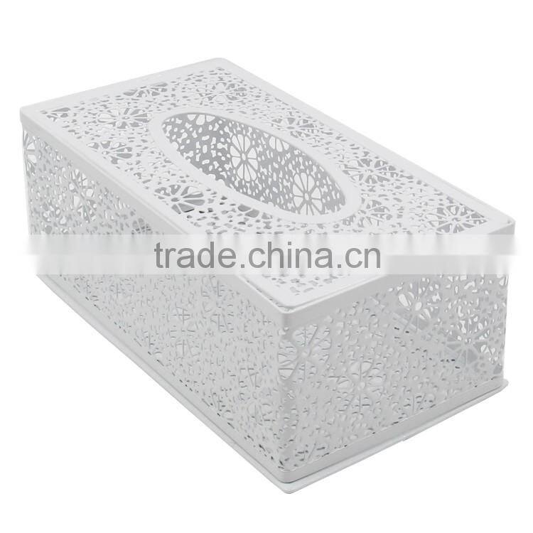 Custom fancy design iron metal embossing decorate car facial tissue box