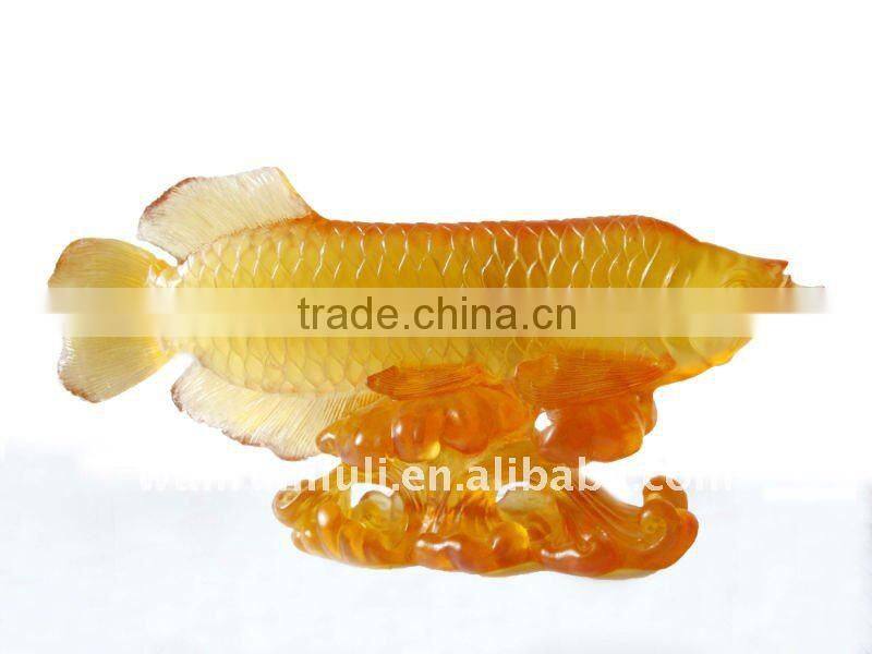 glass art--home decoration--Golden Arowana fish--BS211
