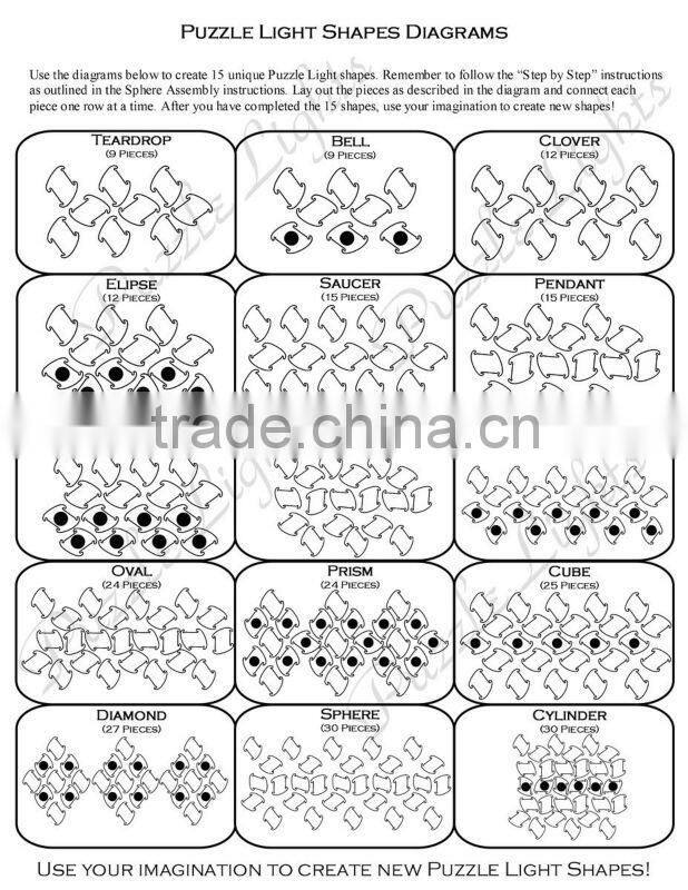 IQ Ceiling Lamp Shade-Modern Pendant Jigsaw Lighting Size M-Flatpack 25 cm Diameters After Assemble