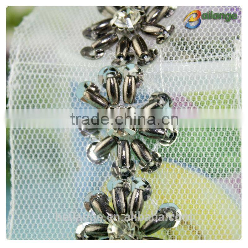 Handmake rhinestone flower trimming for dresses decorative