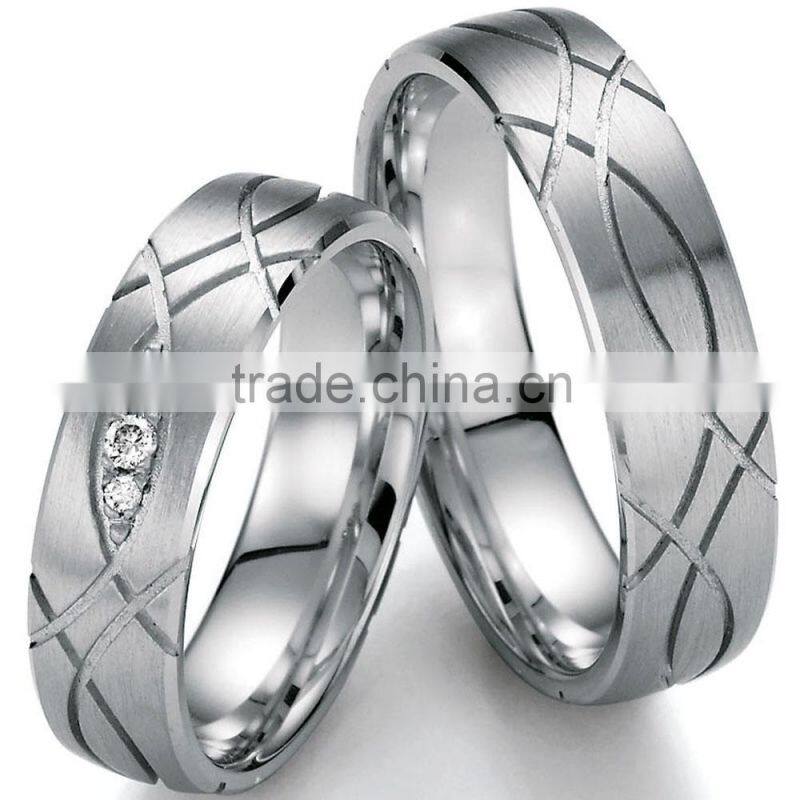 Popular design in US market latest free line engravable Titanium wedding band ring set
