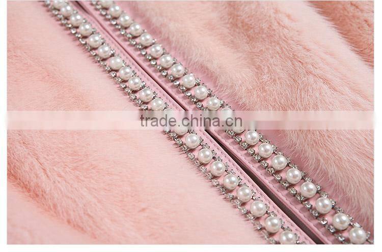 Wholesale customized white mink fur winter coat for women