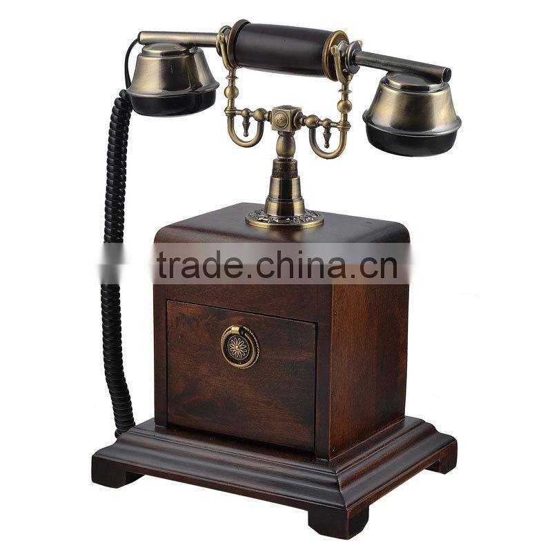 Home Decor Wood Brown Antique Telephone For Sale