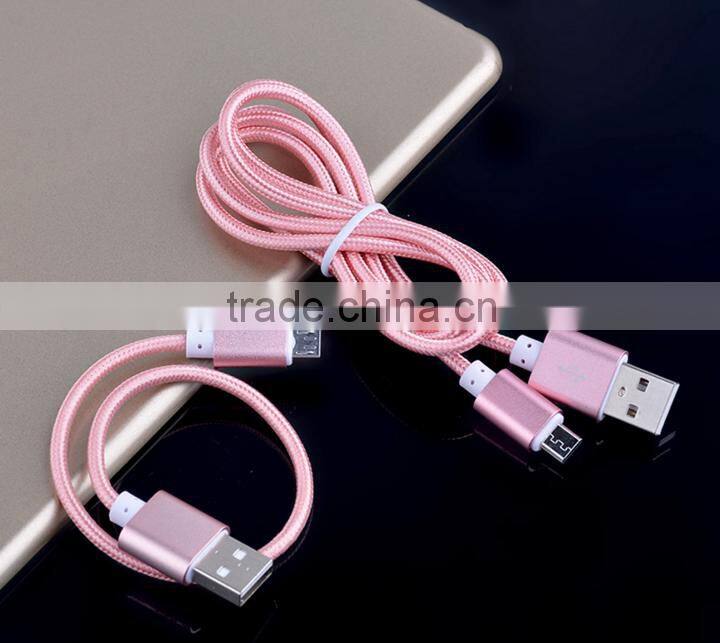 Nylon Woven USB Cable for V8 usb cable pigtail for samsung andriod phone cable