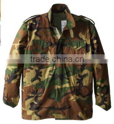 China made USA army 50% cotton 50% nylon army woodland camouflage with cotton plain lining M65 Military jacket
