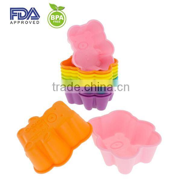 Easy Release And Flexible bear shape Silicone cupcake baking mold silicone baking cupcake