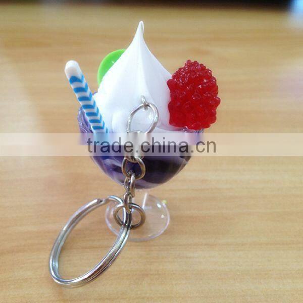 Artificial/Fake/Simulate ice cream cake keychains/keyrings for mobile phone accessory in arts and crafts for summer holiday