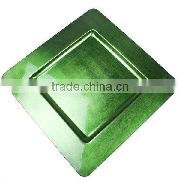 silver cheap plastic square charger plate decorative gilded dry fruit tray/square sliver charger plates