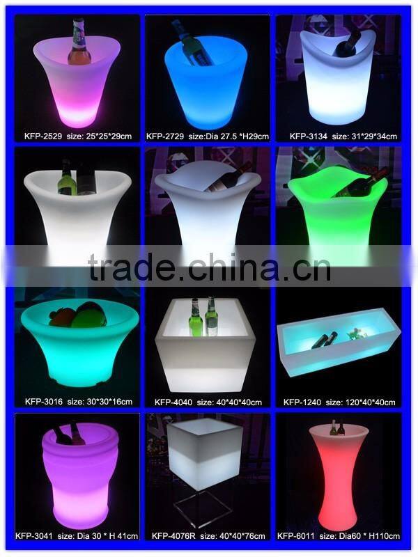 Custom Branded Plastic Rechargeable Illuminated LED Ice Bucket
