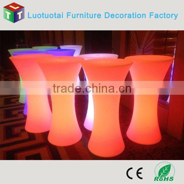 PE plastic led outdoor lounge bar cocktail table