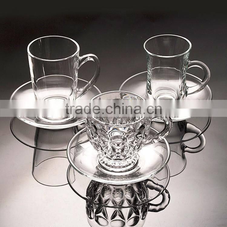 glass coffee mug with saucer coffee cup with saucer glass coffee set