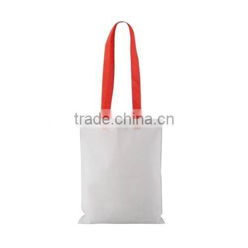 High quality portable reusable white shopping bag with colorful handle