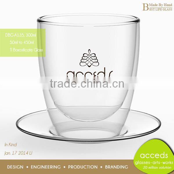 Eco Friendly Personalized Borosilicate Personalized Tea Cup Saucer Set