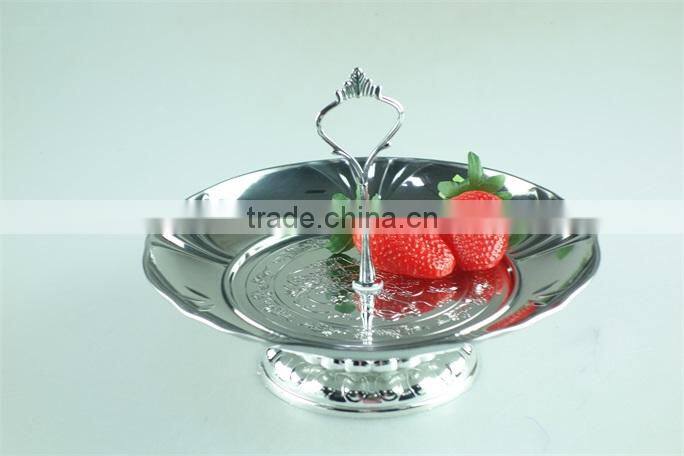 stainless steel stock Ceramic one layer silver cake stand holder fruit plate