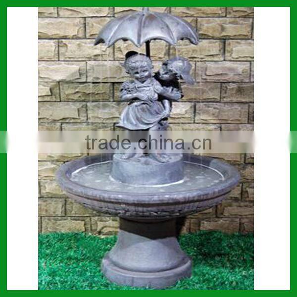 FO-1202 Boy and Girl Fountain with Umbrella for Decor