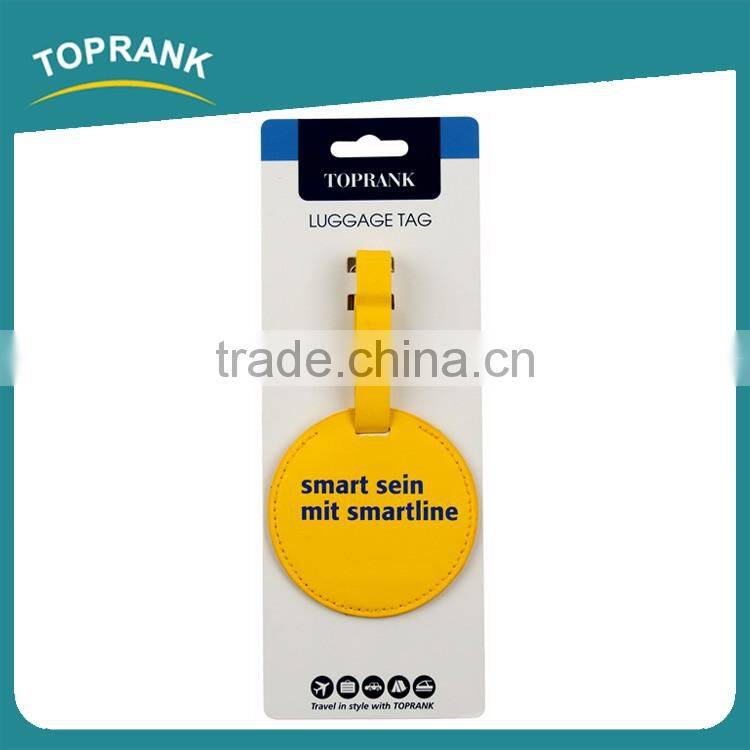 Toprank New Design Personized Customized Colorful Round Shaped Pu Luggage Tag Travel Baggage Tag For Promotion