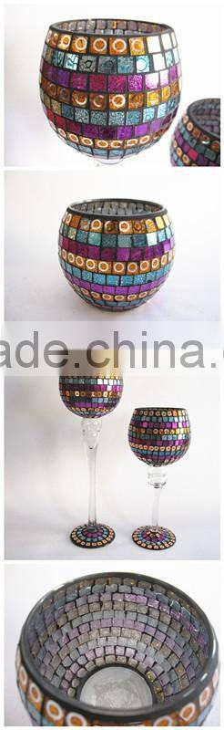 Elegant Style Colored Mosaic Unique Cheap Glass Vases