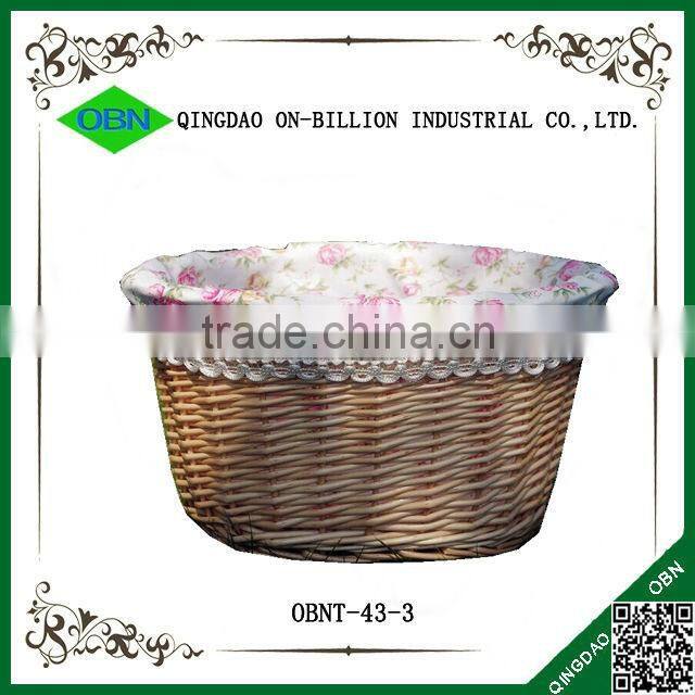 Lined woven bicycle wicker basket bicycle