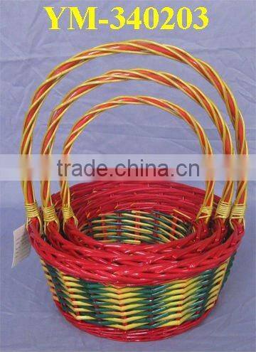 christmas wicker baskets with brown colorful handles