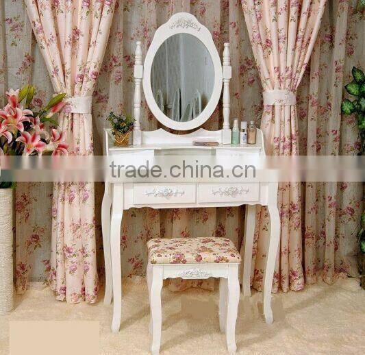 Contemporary Vanity Set with Adjustable Mirror and Rose Print Stool new design