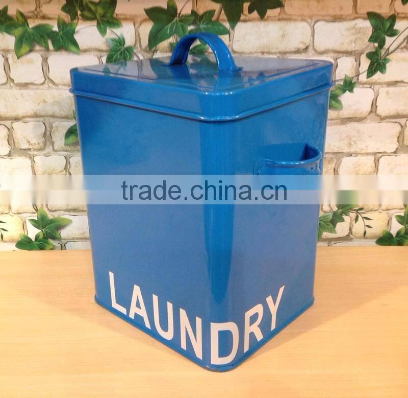 Laundry Powder Storage Box Washing Tablet Retro Metal Container Tin With Scoop