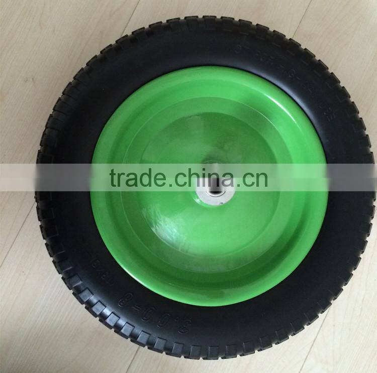 Steel hub13 inch 350-8 solid tyre made in China PU wheel
