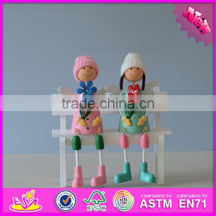 2016 new design desktop wooden small craft doll W02A143