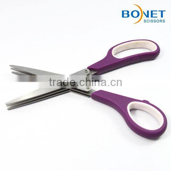 S97015A4 FDA qualified Stainless Steel Herb 3 blade shredder scissors with cap