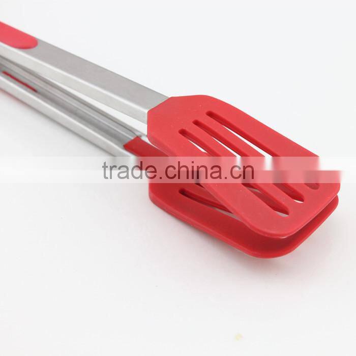 Silicone Stainless Steel Kitchen Tongs With Locking Clip