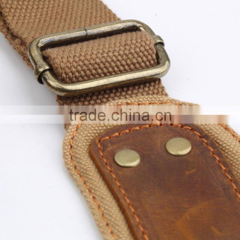 Men's Vintage Canvas Shoulder Bag Leather Satchel School Military Two Sided Shoulder Bag Messenger Bag