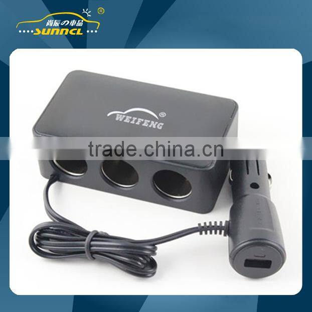 3 Way 1 A USB Car Cigarette Lighter Adapter Socket with Switch for iPhone , Tablet , Samsung