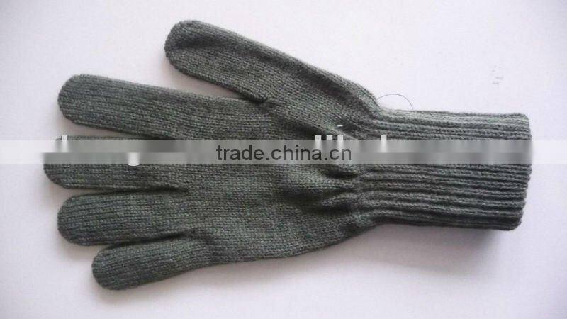 Direct factory provided Nature wool/cotton Knit Glove;army five fingers Glove; workwear glove
