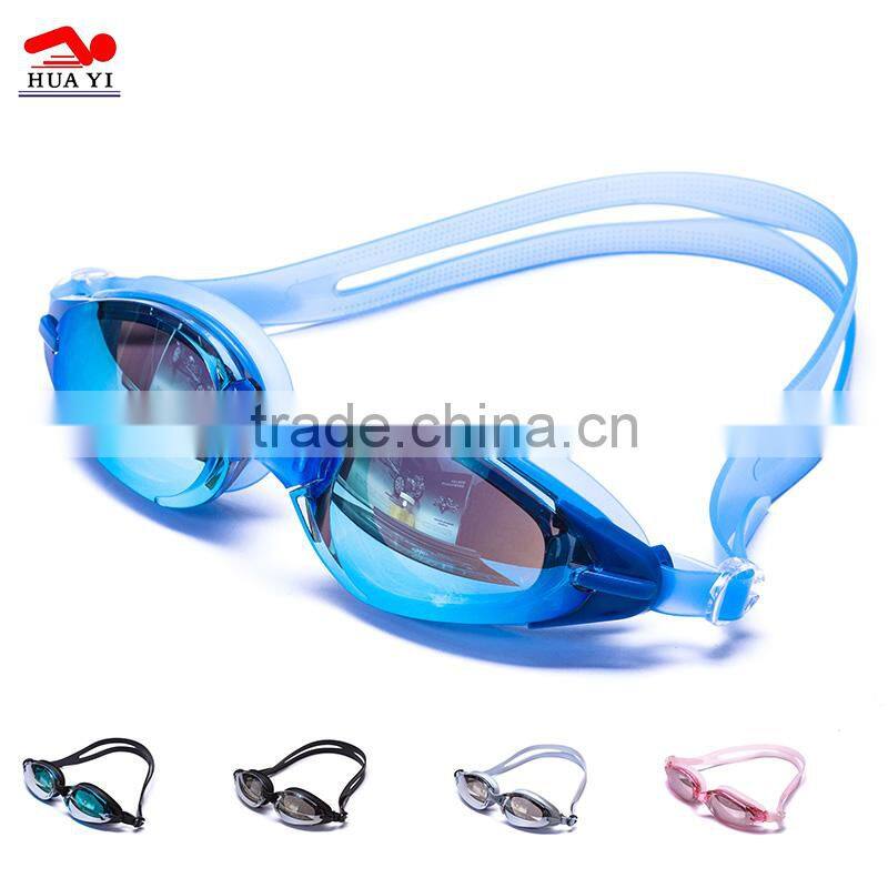 Soft headstrap mirror caoted custom comfortable swimming goggles