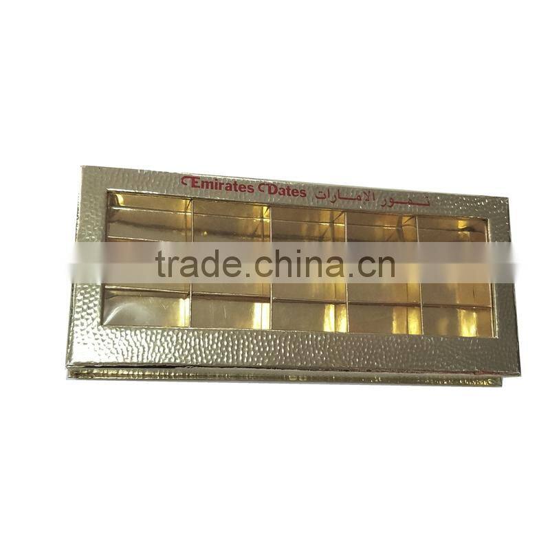 custom luxury gold cardboard chocolate window packaging box