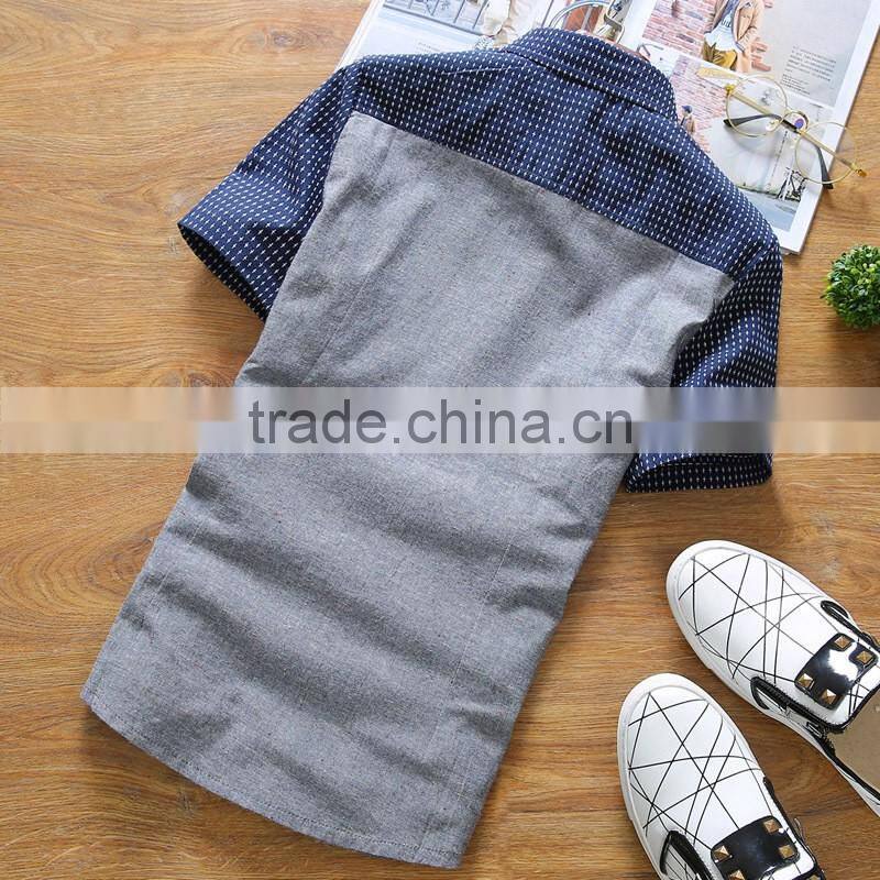 comfortable latest design short sleeve plain cotton dress shirts for men