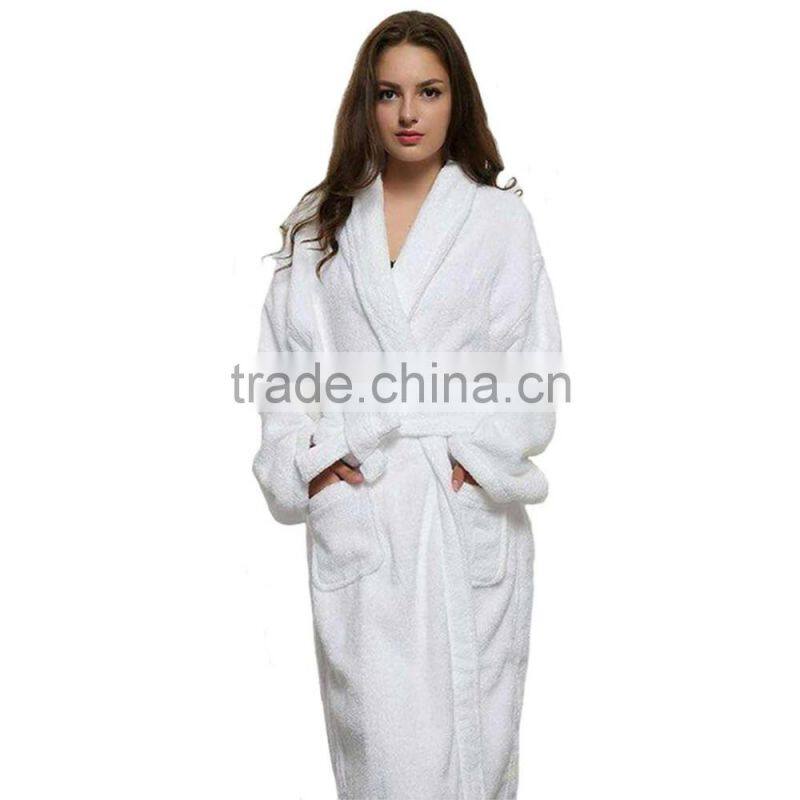 Soft White Cotton Bathrobe Robe Nightwear Long Robes Dressing Gown For Women Men