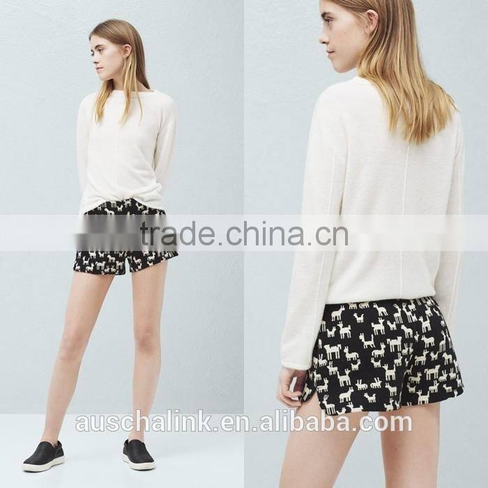 2016 Hot Sale Women Side Slit Cotton Jacquard Shorts Whoelsale