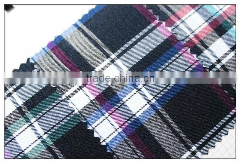 herringbone cotton yarn dyed plaid flannel fabric for Autumn shirts