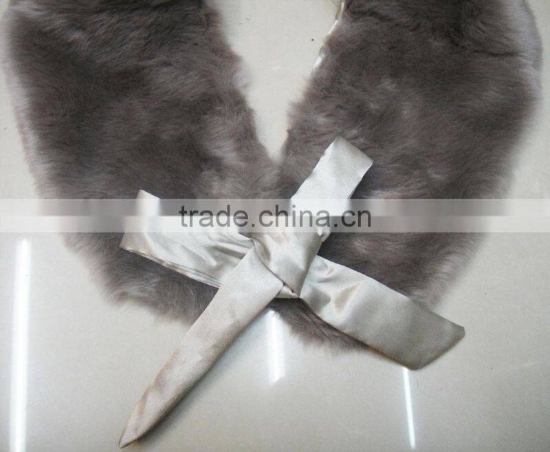 Fashion faux fur collar shawl with bow ribbon for winter