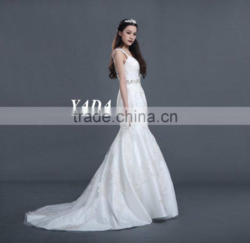 White color sleeveless high quality fashion dress for wedding