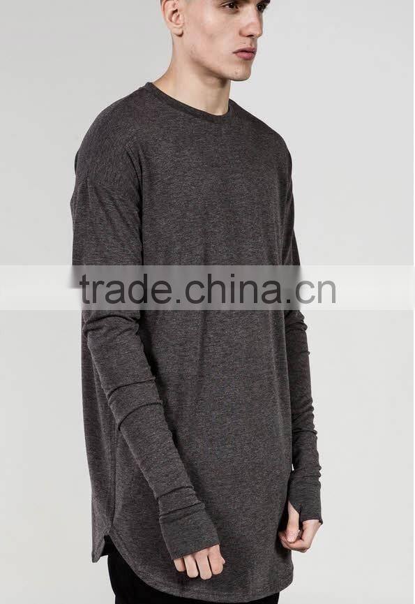 2016 summer Long sleeve t shirt Extended t shirt Sport Hip hop Oversized t shirt Streetwear Loose tee shirt