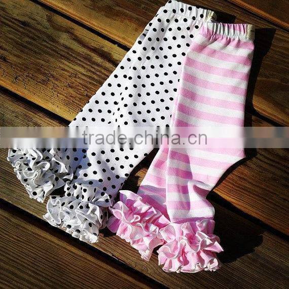 Fashion children's clothing baby girl stripe sew sassy icing legging ruffle baby harem pants