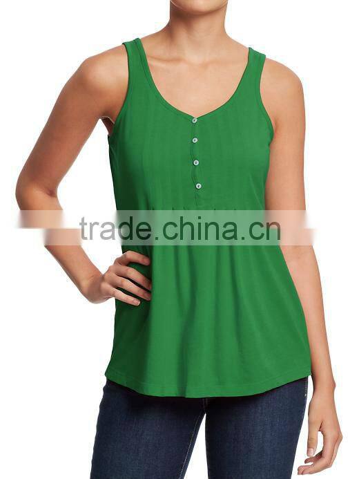 WOMEN'S PINTUCK DESIGN TANK TOP