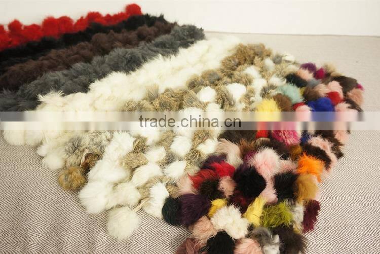New Women Winter Real Rabbit Fur Scarf Lady Fur Scarves 100 Fur Ball Velvet Rabbit Echarpe Luxury neck warmer