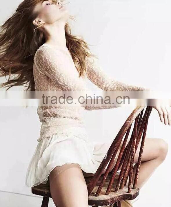 Runwaylover 110 New Design 2017 ladies Sexy Lace Transparent Blouse