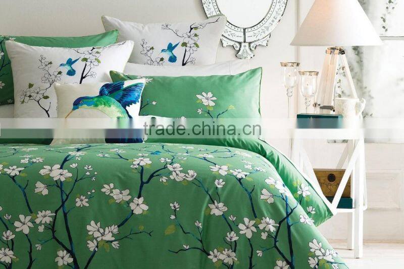 Printed and embellished with embroidered birds Quilt Cover