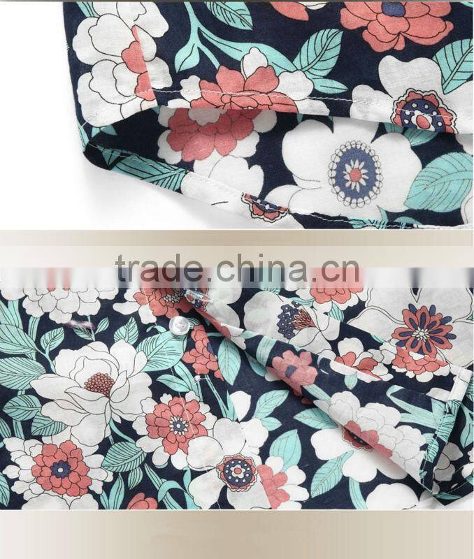 100%Cotton 2014 latest mens casual dress (Floral Fabric)
