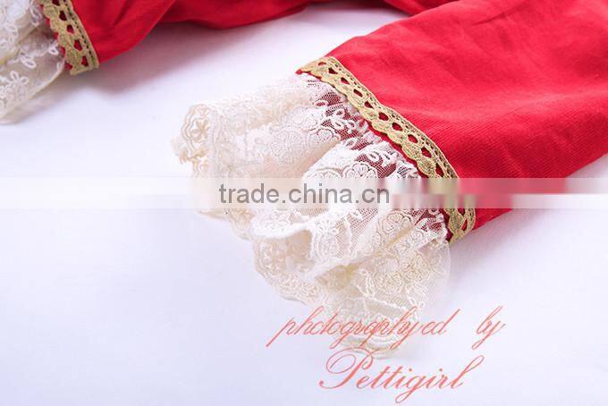 Wholesale Handmade Pettigirl Autumn Red Girl Boutique Dress Cotton Flower Girls Dress With Hair Accessories G-DMGD908-893