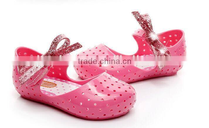 Shining side bow velcro type mini melissa jelly shoes